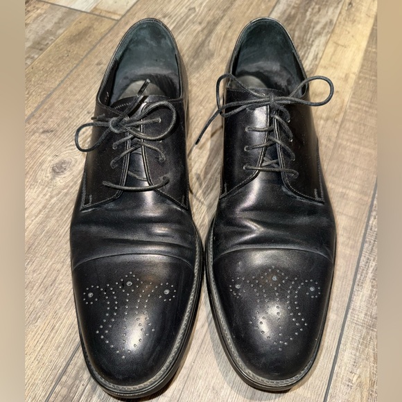 Salvatore Ferragamo Black Leather Oxfords Size 9 Pre-owned